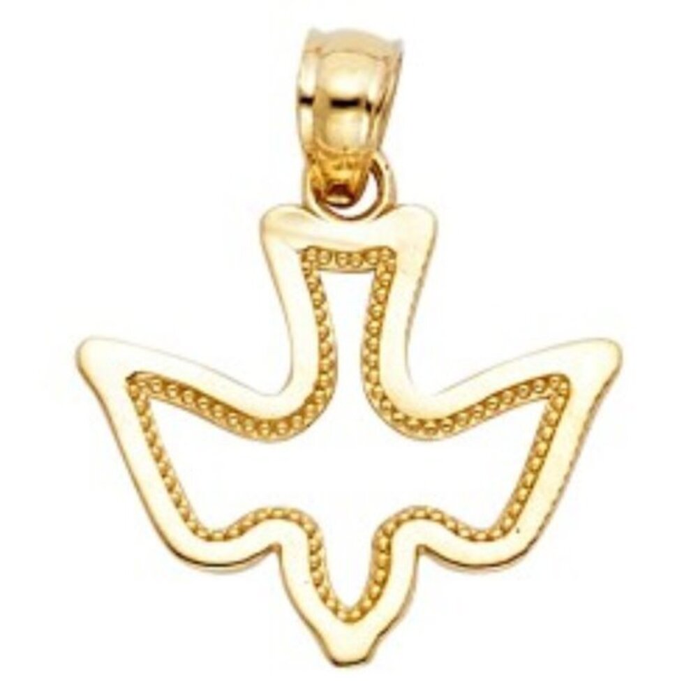 14K Gold Religious Holy Spirit Dove Pendant